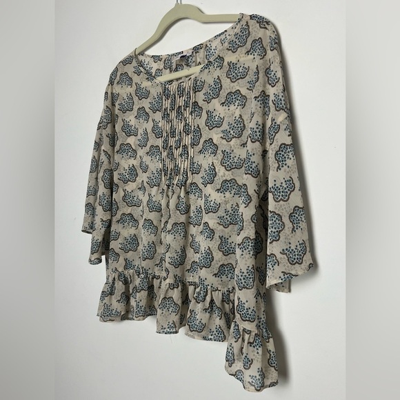 Anna Sui X Uniqlo Chiffon Floral Ruffled Hem Boho Cottagecore Blouse NWOT Sz S - Picture 5 of 12